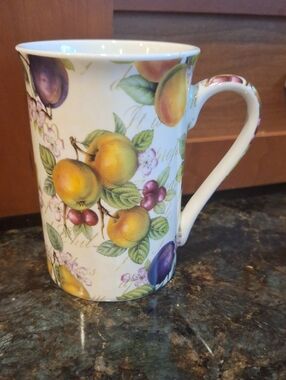 Vintage Kent Pottery Ceramic Fruit Pattern Mug